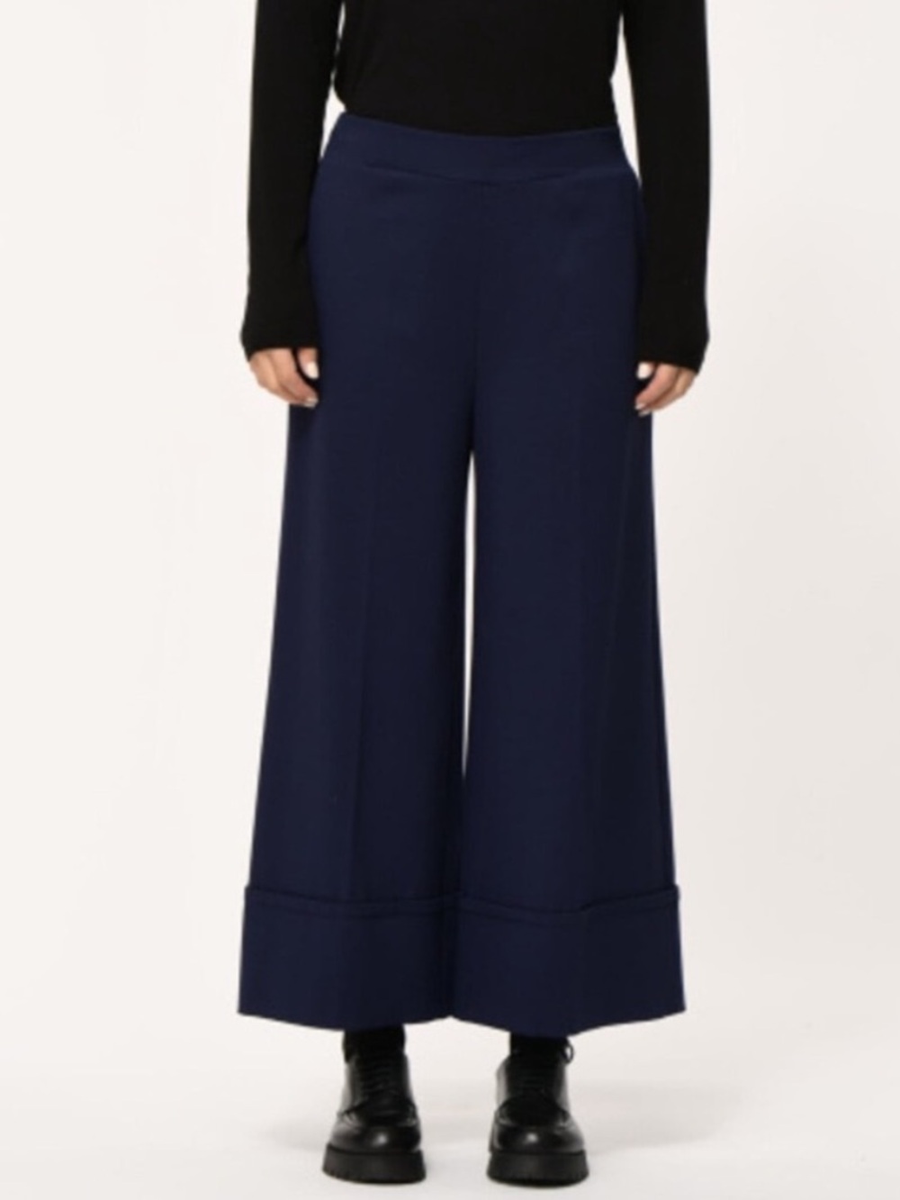Humility Sophio Milano Stretch Wide Leg Culotte Trousers Navy EU 38/ US S
